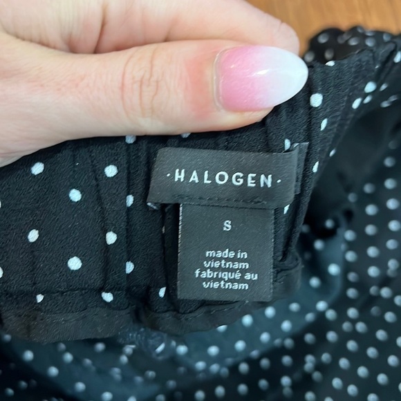 Halogen Polka Dot Wide Leg Tie Waist Pants Size Small Beachy Summer - Picture 11 of 11